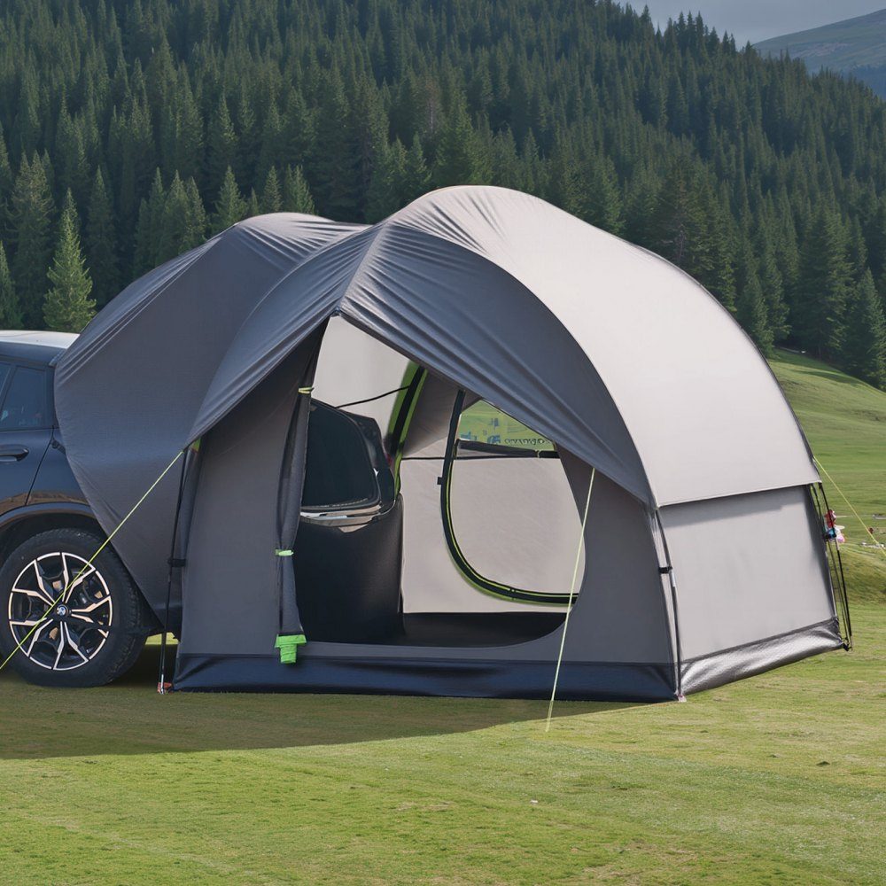 SUV Tent Camping Car Tent (240x240x215cm) Waterproof PU2000 Spacious Double Layer Design for 5-8 People SUV Camping Tent with 2 Doors & Mesh Windows & Rain Cover & Bag