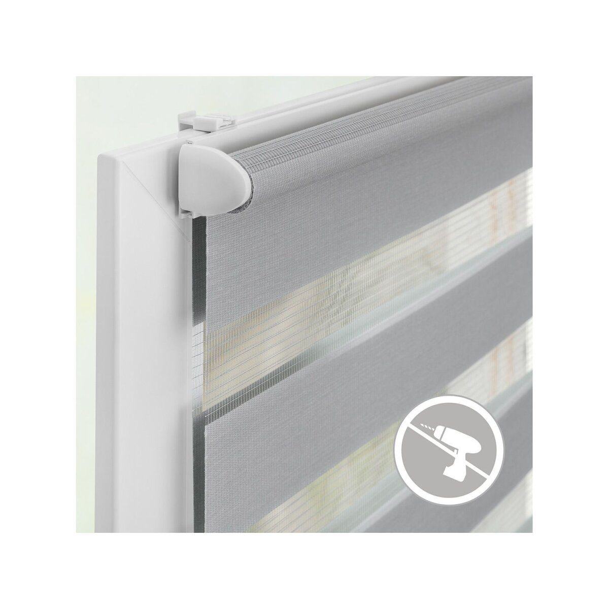 LICHTBLICK Duo Store enrouleur Klemmfix, sans perçage, à partir de 45 x 150 cm (gris, 50 x 150 cm)