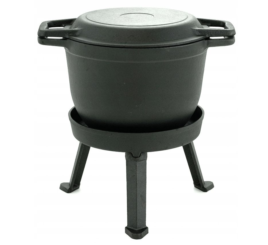 #SALE# Handgefertigte Kochstation, Lagerfeuer-Bratenkochen, 8 l, holländisch, 2-in-1