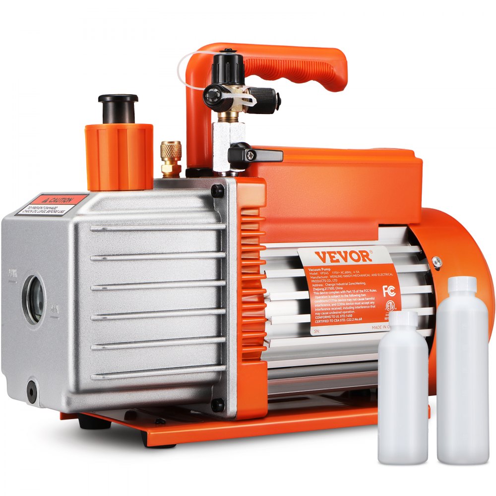 2-traps draaischuifvacuümpomp, 1/2 pk, 5 CFM, ontworpen voor HVAC-service, koudeconservering en harsontgassing, met 1/4" SAE, 3/8" SAE en 1/2" ACME bladinlaten 2-traps draaischuifvacuümpomp, 1/2 pk, 5 CFM, ontworpen voor HVAC-service, koudeconservering en harsontgassing, met 1/4" SAE, 3/8" SAE en 1/2" ACME bladinlaten