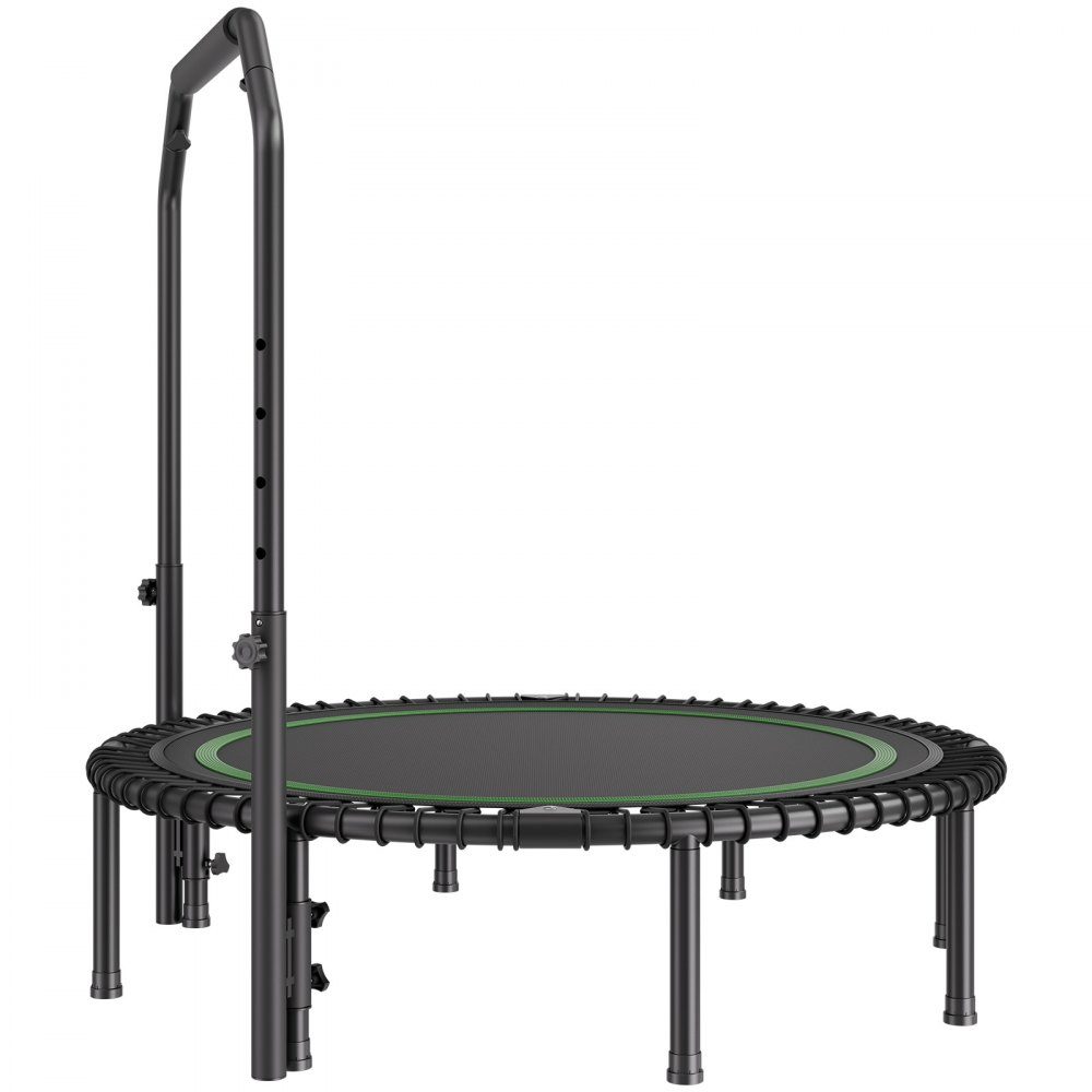 Opvouwbare minitrampoline fitness rebounder 1295 mm 205 kg veerkrachtige trainingstrampoline, rebounder sporttrampoline tuintrampoline met 4-traps in hoogte verstelbare handgreep & 42 spanbanden