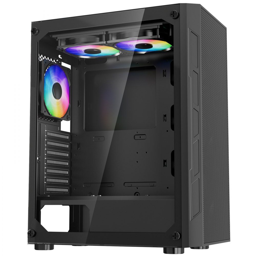 PC Gaming Case, Mid-Tower, High Airflow Tempered Glass Panel, Dust Filter, 3x 120mm ARGB Fans, Cable Management, for GPUs up to 320mm Length, for ATX / M-ATX / ITX