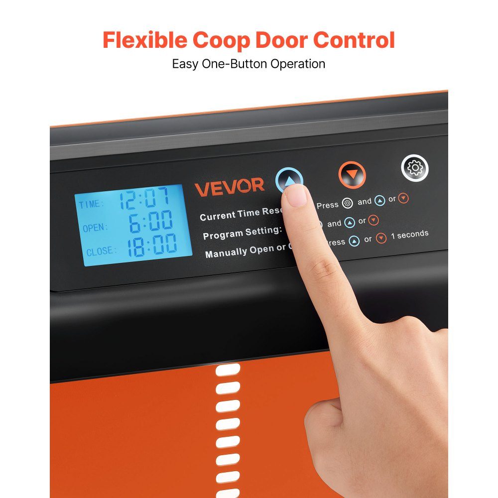 Automatic Chicken Flap Chicken Coop Door with Timer Manual Setting and Anti-Pinch Chicken Door Chicken Coop Gate Opener with Waterproof Seal Orange 350 x 250 x 73mm