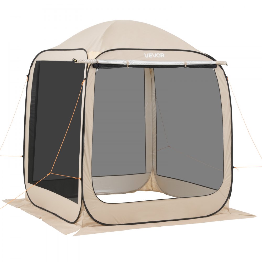 Campingzelt, 182,88 x 182,88 x 219,4 cm, Pop-up-Zelt mit einziehbarer Markise, tragbares Partyzelt für 4–6 Personen, inklusive Tragetasche und Seitenwänden, für Terrasse und Outdoor-Aktivitäten, Beige Campingzelt, 182,88 x 182,88 x 219,4 cm, Pop-up-Zelt mit einziehbarer Markise, tragbares Partyzelt für 4–6 Personen, inklusive Tragetasche und Seitenwänden, für Terrasse und Outdoor-Aktivitäten, Beige