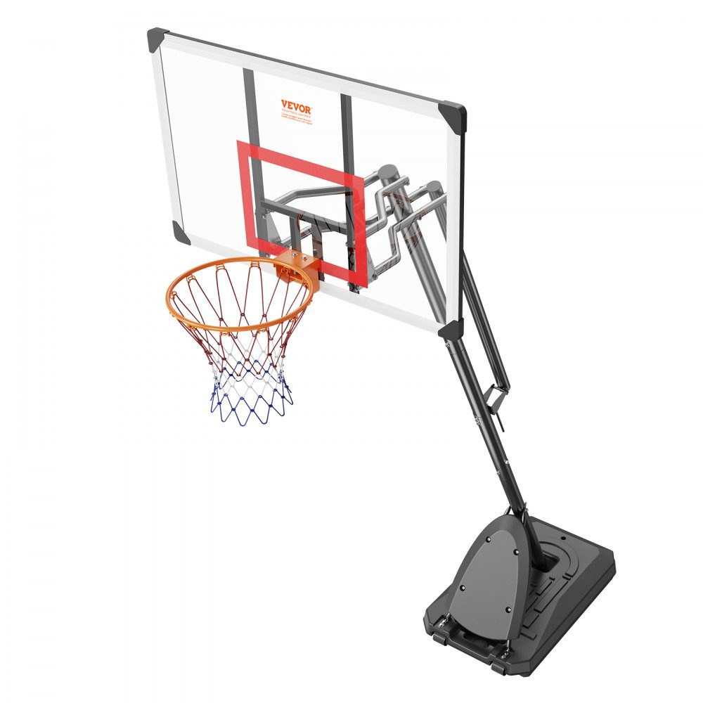 Basketballkorb Outdoor-Basketballkorb mit Ständer 232-305 cm höhenverstellbar, Φ 483 mm Basketballständer mit Rollen, Basketball-Set für Kinder & Erwachsene Ständer & befüllbarer Sockel Schwarz