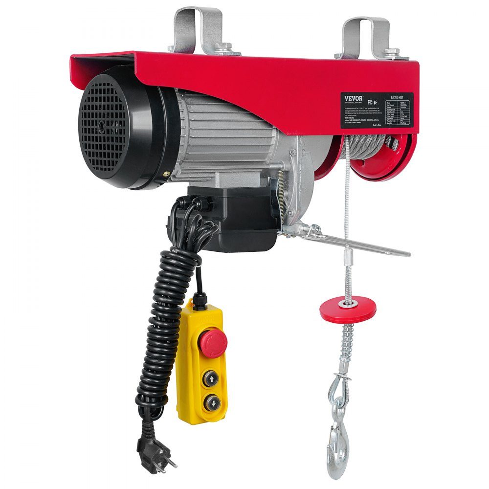 230V elektrische lier, 500kg tot 1000kg hefhoogte, 12m kabel motorlier, 1600W motorrol, 10m/min hefsnelheid, takel met bedrade afstandsbediening, kabeltakel, kettingtakel