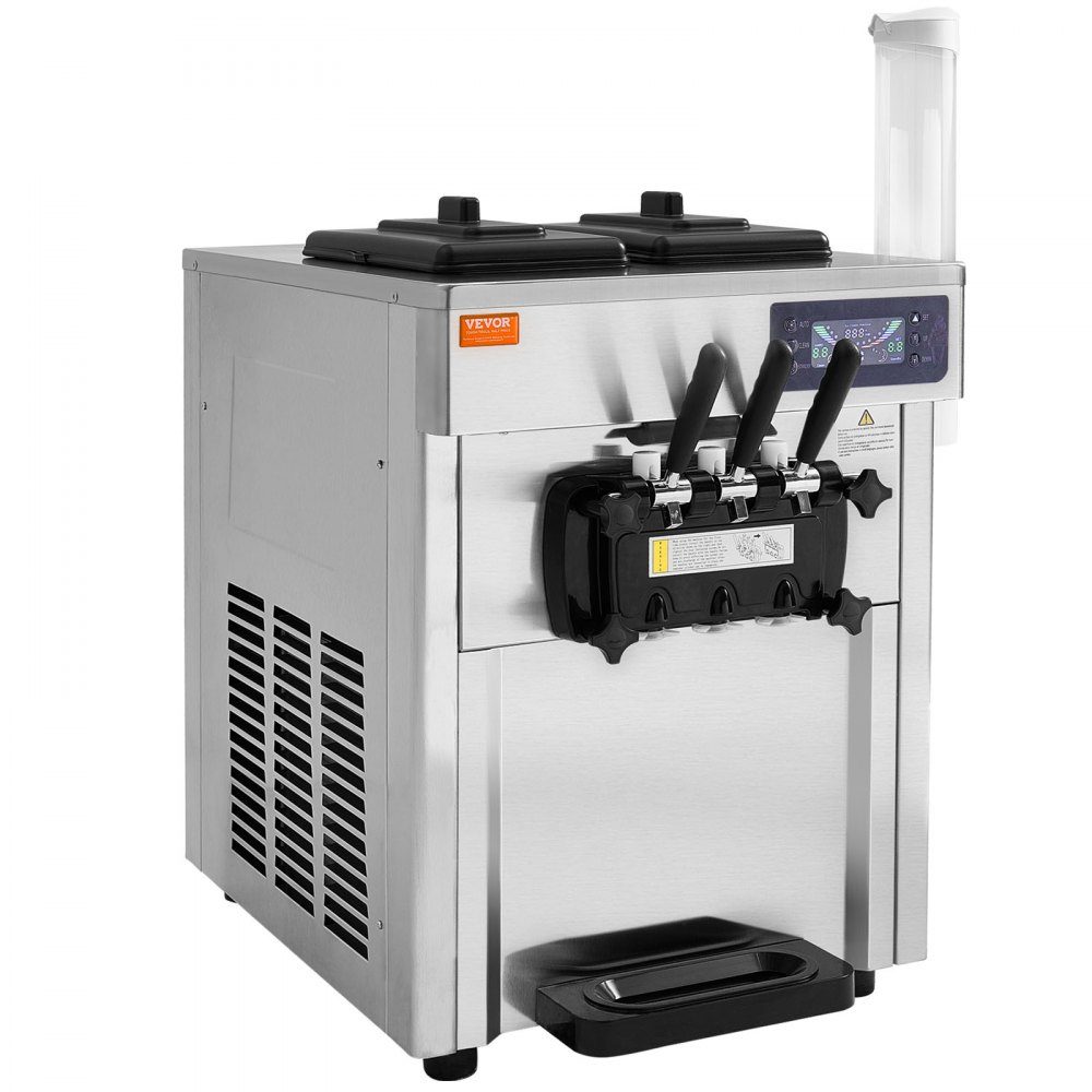 Komercyjna maszyna do lodów 18–28 l/h 3 smaki Maszyna do lodów włoskich Zbiornik na 2 x 5,5 l Panel LCD Automatyczne czyszczenie wstępne chłodzenia Jogurt Kawa Bar z przekąskami Restauracja