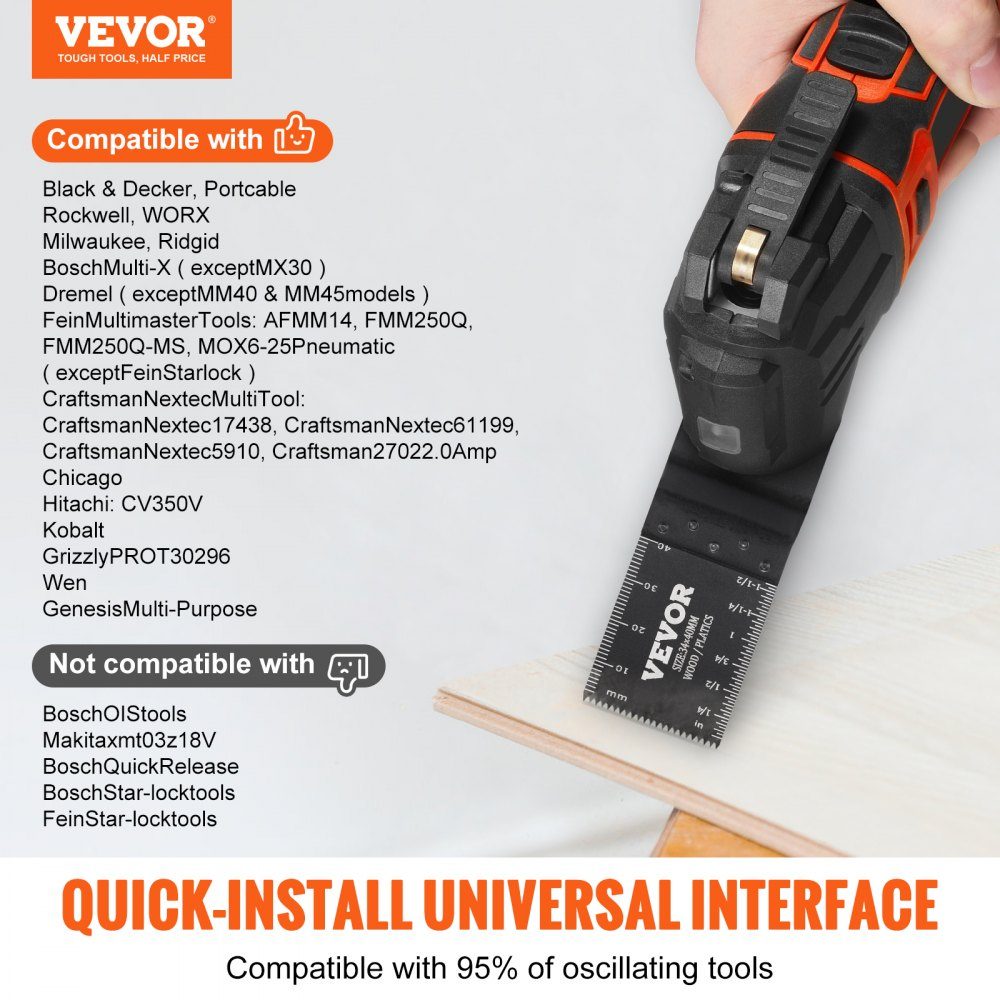 50 x Saw Blade Multi Tool 9 x 3.4 cm Oscillating Tool Quick Change Carbon Steel (HCS) Interface Compatible with 95% of oscillating tools on the market