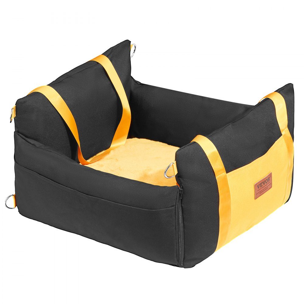 Dog Car Seat Booster Seat with Side Handles and Storage Bag, Attachable Safety Leash and PP Cotton Filling, Dog Car Bed for Small Dogs up to 25 Pounds, Black