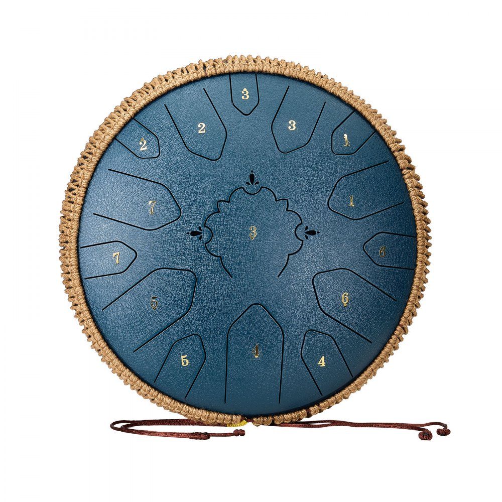 Tongdrum, 13" 15 noten regentrommel, C Major muziekdrums met muziekboek en hamers, stalen tongtrommel voor meditatie, yoga, muzikale training voor beginners, marineblauw
