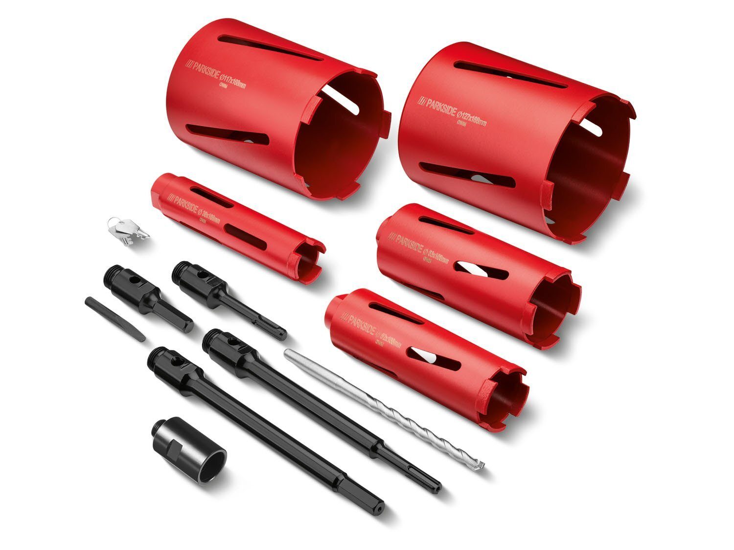 XXL starter set core drill 1800 W, 120 mm drilling diameter mit 12-teiligem drill set
