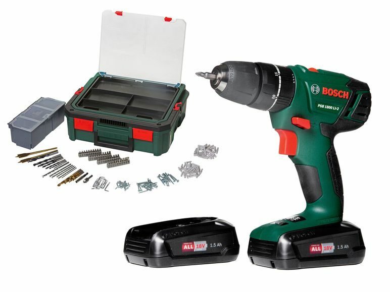 BOSCH Akku-Schlagbohrschrauber PSB 1800 LI-2, 241-teilig