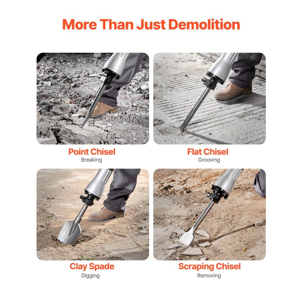 Demolition Hammer 2200W Electric Jack Hammer Heavy Duty 1400 BPM Concrete Breaker 4 Chisel Gloves