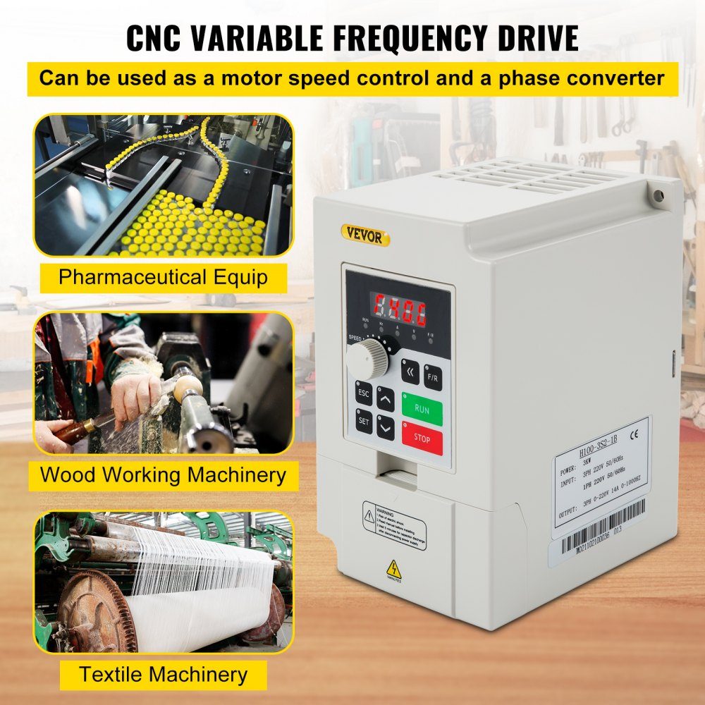 Variable Frequency Inverter 220V 3KW 4HP Variable Inverter VFD Speed ​​Controller CNC Inverter -5~40°C Vibration <0.5G Input/Output Current 0-14A Input 1 or 3 Phase VFD Converter