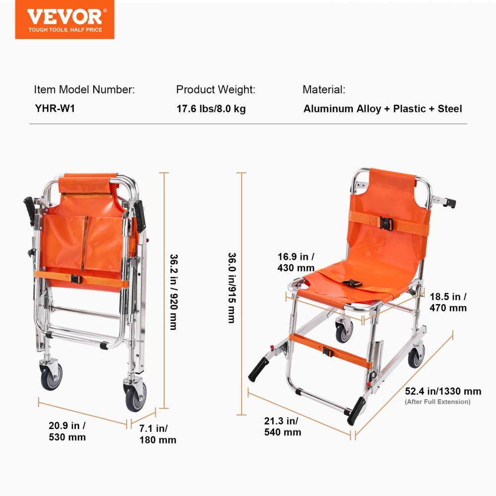 Krzesło schodowe EMS, nośność 159 kg, składany aluminiowy wózek inwalidzki do wspinaczki awaryjnej z 2 kołami, przenośna winda schodowa, karetka pogotowia, strażak, ewakuacja dla osób starszych i niepełnosprawnych
