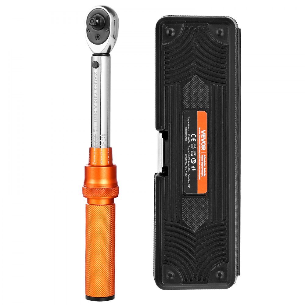 1/4" Drive Click Momentsleutel 2,3-22,6 Nm Tweeweg Momentsleutelset met Dual Range Schalen 72 Tanden ±3% Hoge Precisie Gelegeerd Staal voor Autoreparatie