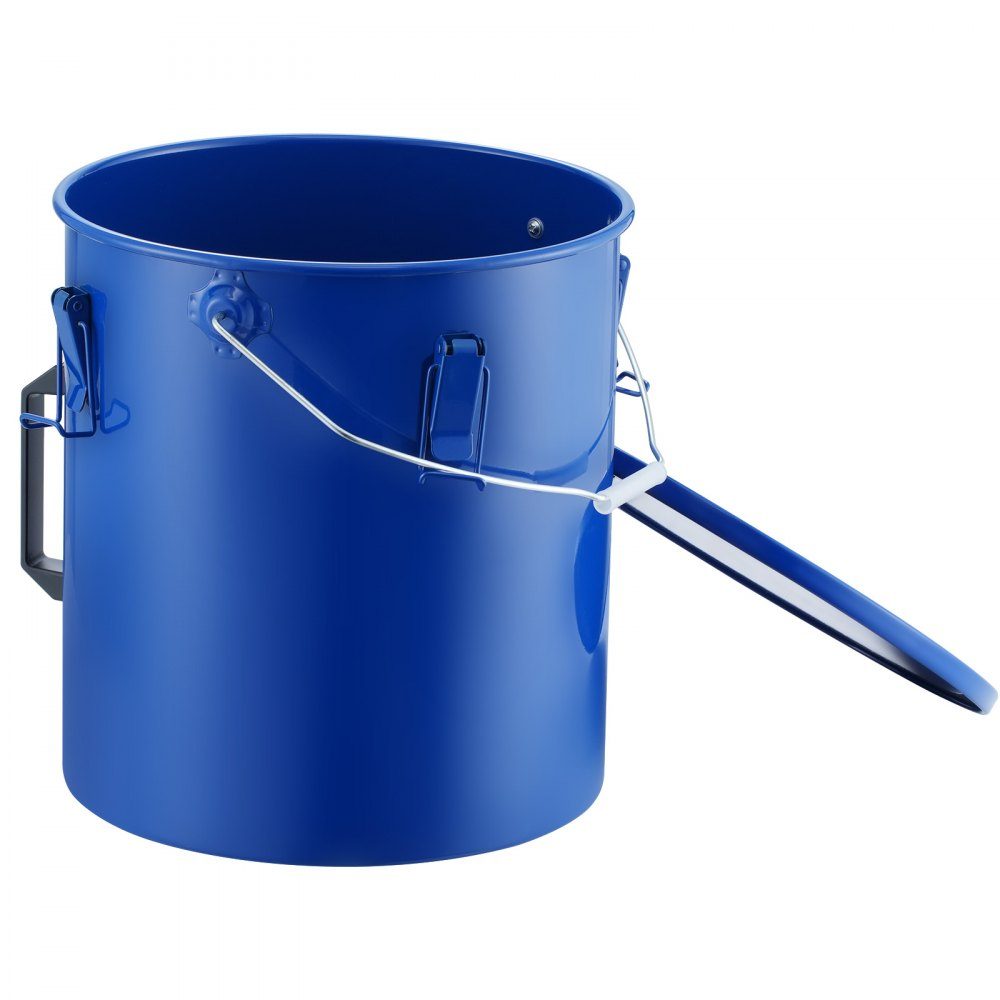 Frying Oil Bucket Oil Disposal Container, 5L Carbon Steel Frying Oil Bucket with Rustproof Coating, Oil Transport Container with Lid, Filter Bag for Filtering Hot Cooking Oil, Blue