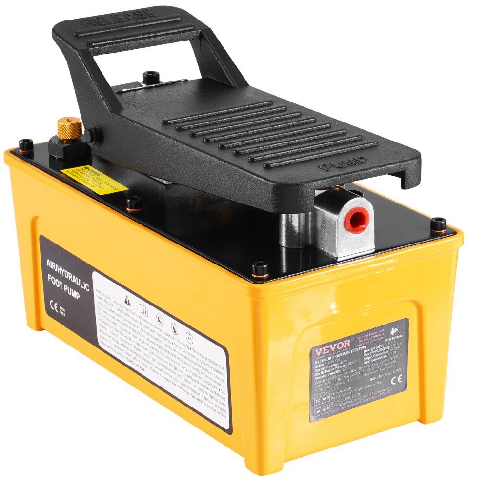 10.000 PSI Lufthydraulikpumpe, 1,6 l Öltank, NPT 3/8" Ölauslass, NPT 1/4" Einlass, luftbetriebene Fußpumpe mit Aluminiumgehäuse, für Autoreparaturrahmenmaschine und hydraulische Presse