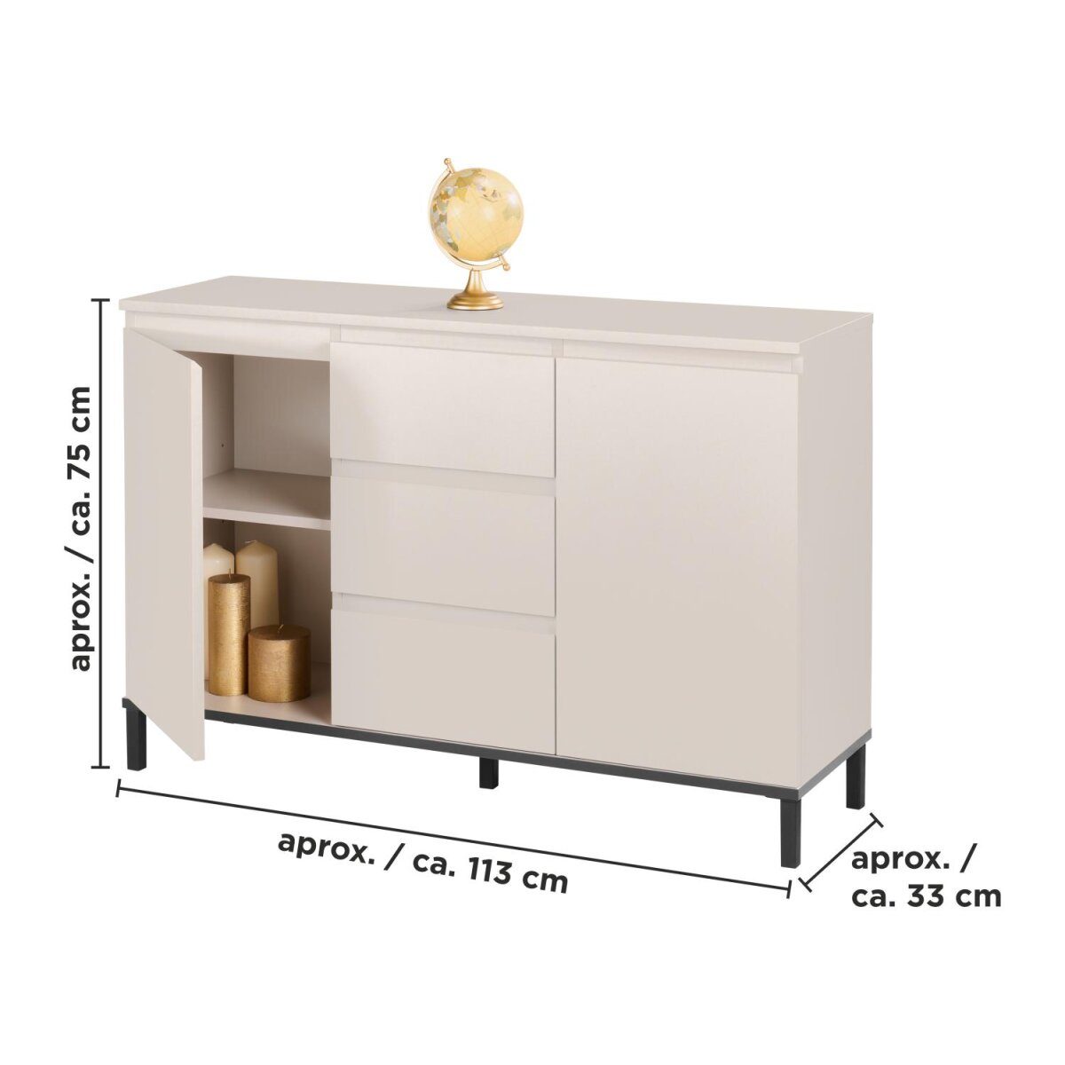 Commode LIVARNO® avec 2 portes et 3 tiroirs, gris cachemire