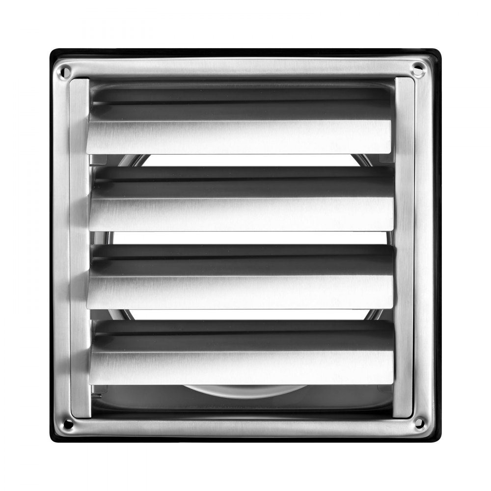 Ventilation grille stainless steel, weather protection grille 189x189x80 mm, slat grille with noise-reducing rubber seal, exhaust grille for home, bathroom, garage, kitchen, basement (1 piece, silver)