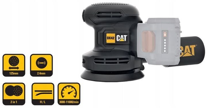 Scie circulaire manuelle CAT DX59 1400 W 185 mm, ponceuse excentrique sans balais, kit CAT DX42B 18 V 125 mm, avec batterie et chargeur