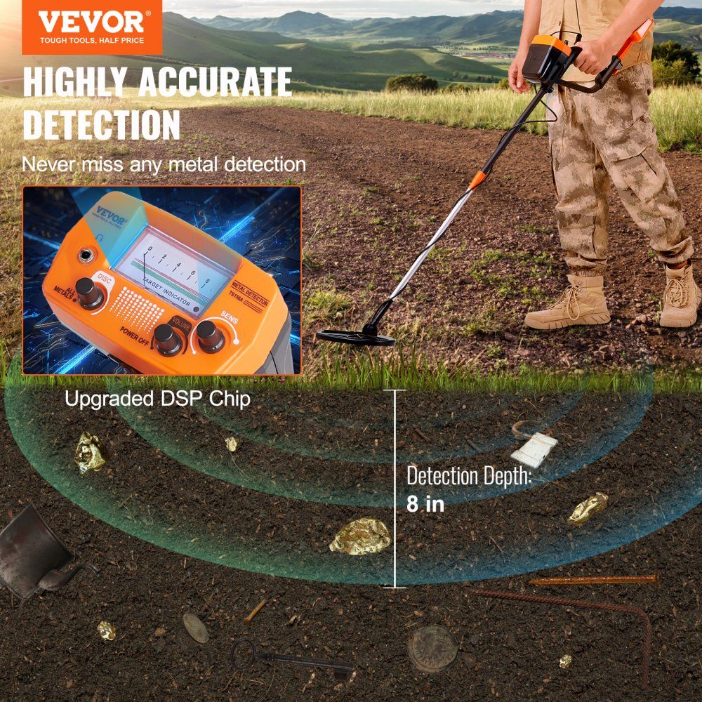Metal Detector Set for Adults, Multifunctional Professional Detector with 2 Modes, Metal Detector, Waterproof 8" Coil for Greater Depth, with Shovel and Carry Bag