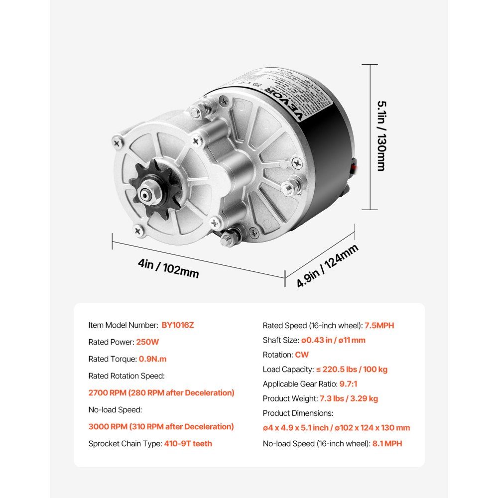 250W Electric DC Motor Kit, Powerful Electric Motor - 24V 2700RPM Brushed Motor with Upgraded Speed ​​Controller, Throttle Grip Kit for Go Karts, E-Bike Motorcycle Scooter