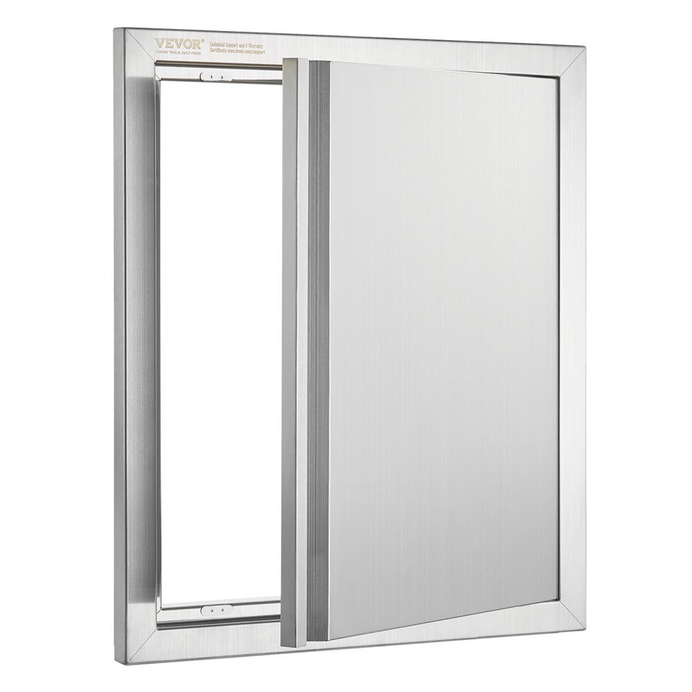Porte d'accès au gril 457x533mm Porte de cuisine extérieure simple Porte encastrée en acier inoxydable Porte murale verticale avec poignée rétractable pour Grill Island Grill Station Armoire extérieure