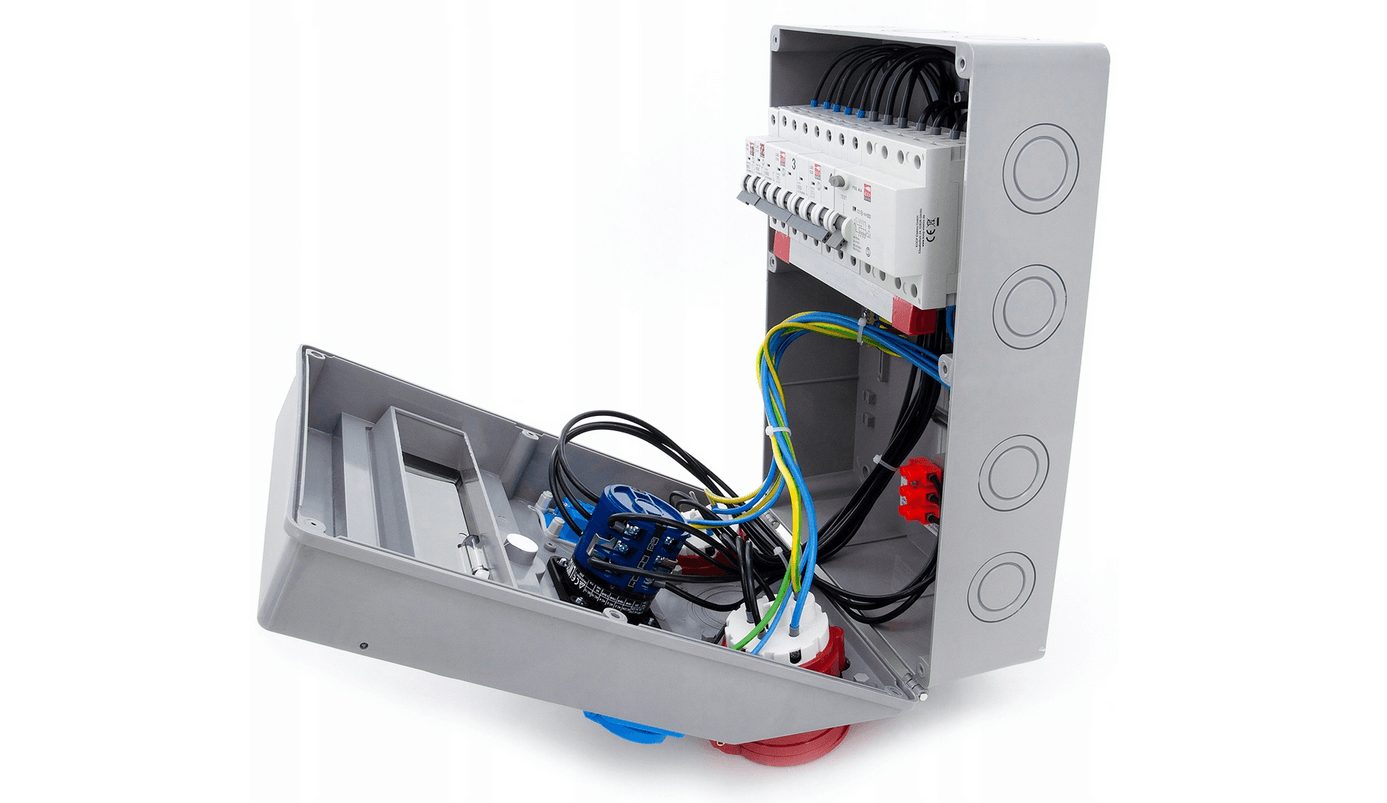 Elektrischer Wandverteiler 1x 16A / 32A 2x230V mit Hauptschalter Baustromverteiler