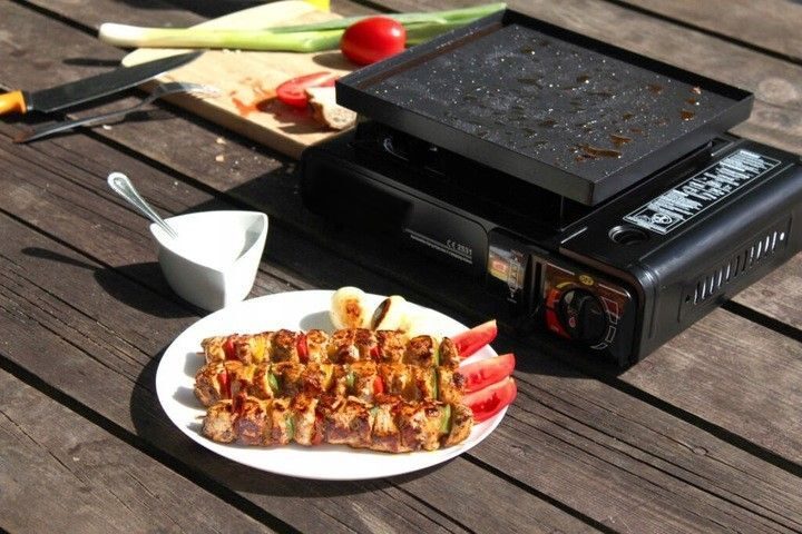 Base for camping stove, camping gas stove, grill, stove, outdoor table grill, grill plate