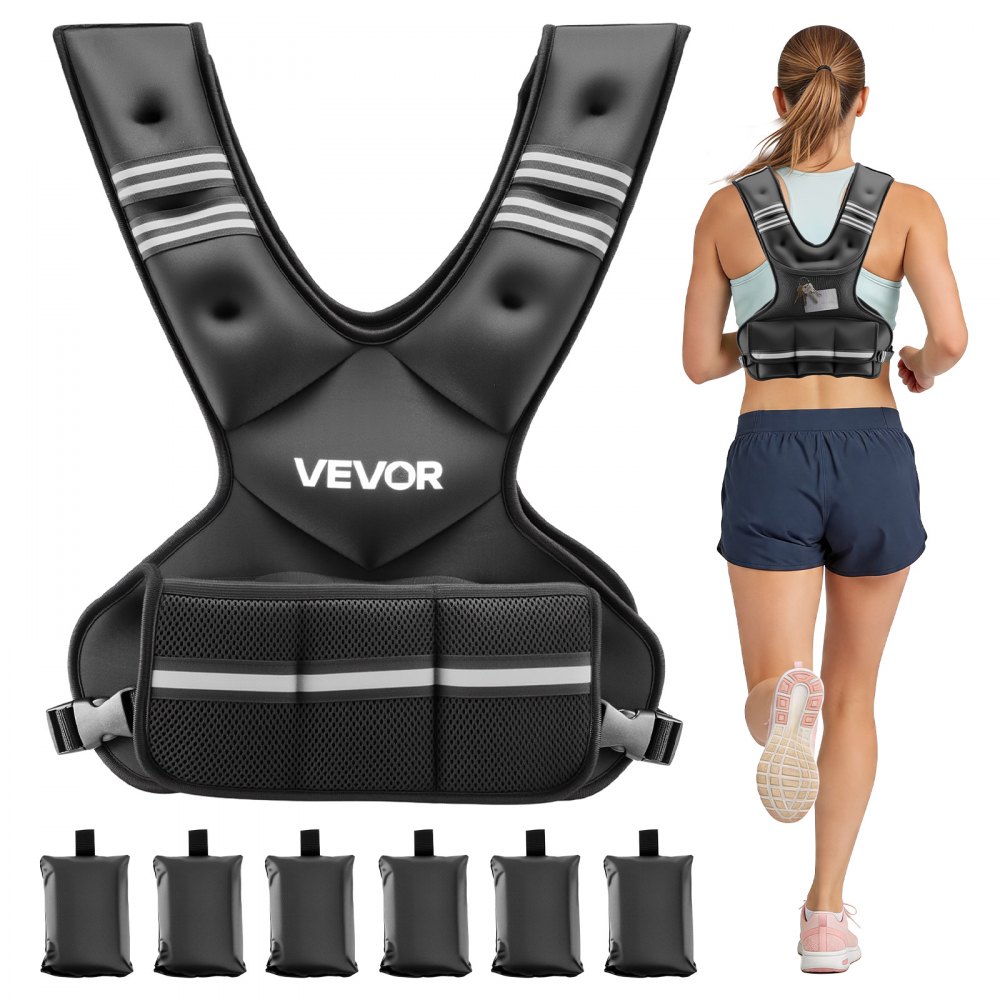 Verstelbaar gewichtsvest 5-9,1 kg, met 6 ijzers en gewichten en reflecterende strip, trainingsset voor lichaamsgewichtvest voor heren en dames, trainingsapparatuur voor krachttraining hardlopen Verstelbaar gewichtsvest 5-9,1 kg, met 6 ijzers en gewichten en reflecterende strip, trainingsset voor lichaamsgewichtvest voor heren en dames, trainingsapparatuur voor krachttraining hardlopen