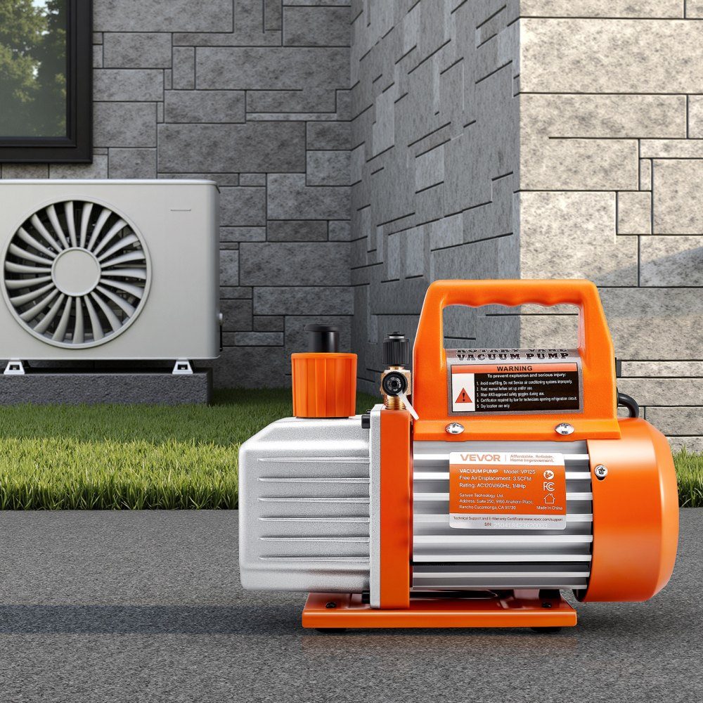 Vacuum Pump 99L/min HVAC Single Stage Rotary Vane AC Vacuum Pump for R134a R22 R410a Systems with Oil Bottle 4 Pole Motor 5Pa for Automotive Air Conditioning Resin Degassing