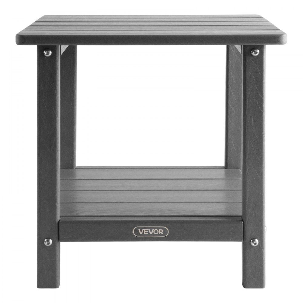 Beistelltisch aus Kunststoff, 45x38x44 cm, Gartentisch aus HDPE, Balkontisch mit 2 Ablagen, Nachttisch, Couchtisch, Dekotisch, geeignet für Terrasse, Pool, Strand, Veranda, Garten, Grau