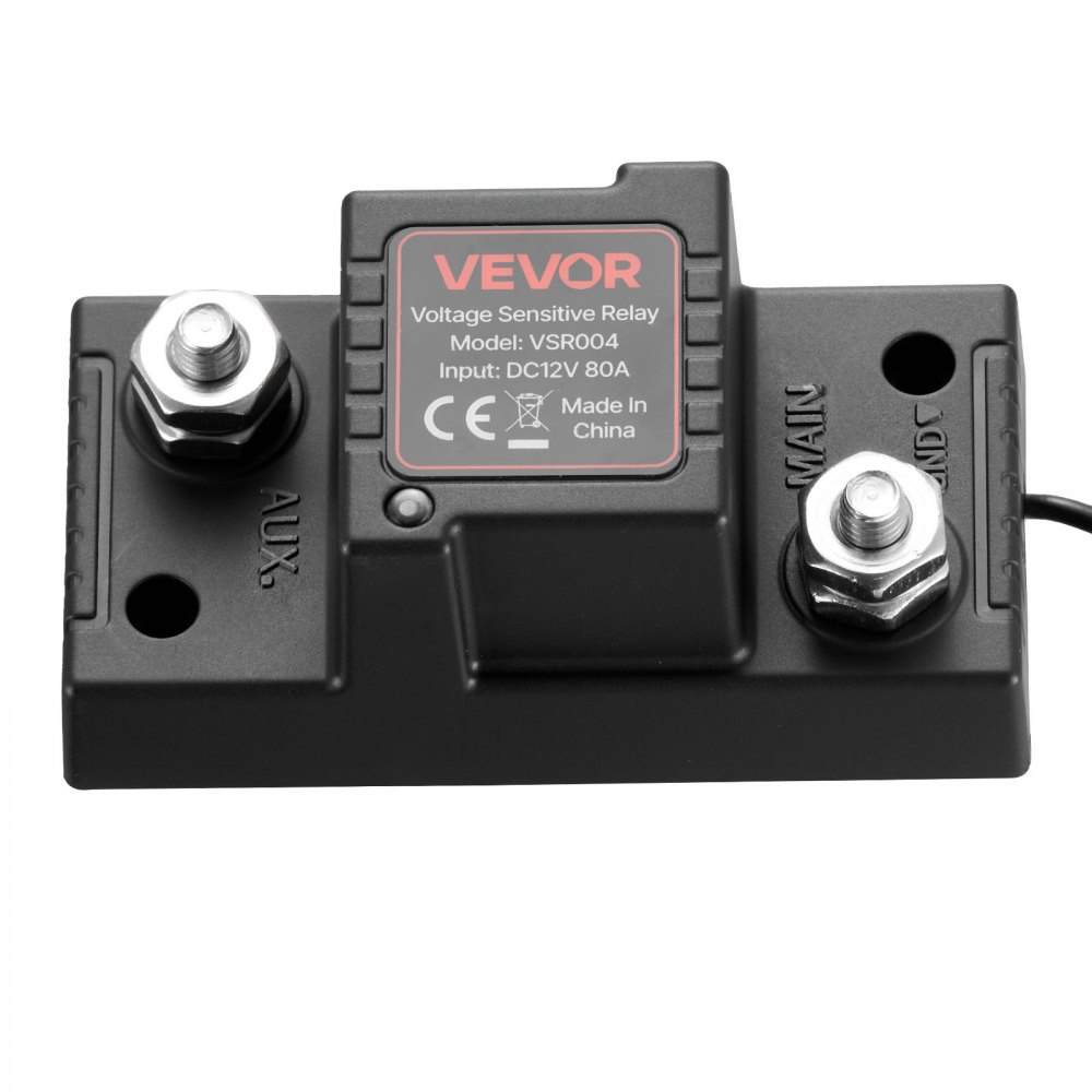 Dual Battery Disconnect Relay Kit, 12V 80A 0.6m 13.3mm² (6AWG) VSR Voltage Sensitive Relay with Voltmeter LCD Screen Battery Isolator Switch Compatible with Lead Acid Batteries for UTV ATV