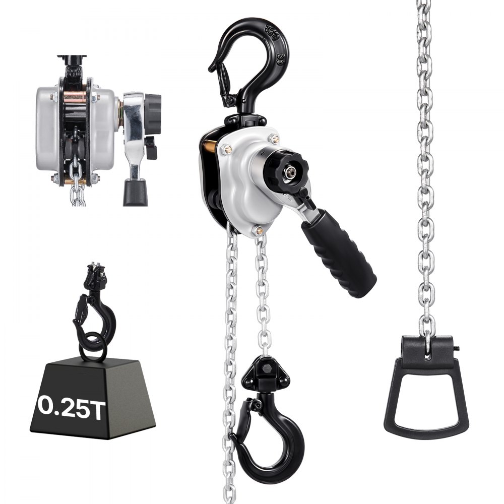 Mini-hendeltakel, handkettingtakel met capaciteit van 1/4 ton, 1,5 m lift, ketting van G80-staallegering met mechanische rem met dubbele pal, kettingtakel met 360 ° draaibare haken, voor magazijn, bouw, garage Mini-hendeltakel, handkettingtakel met capaciteit van 1/4 ton, 1,5 m lift, ketting van G80-staallegering met mechanische rem met dubbele pal, kettingtakel met 360 ° draaibare haken, voor magazijn, bouw, garage