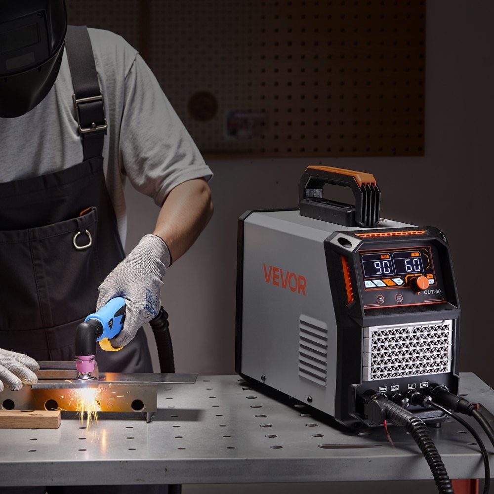 Plasma Cutter, 60A Pilot Arc Plasma Cutting Machine IGBT Inverter with Digital Display - with 2T/4T Function and Adjustable PA/PT Time for Industrial Use (400V 3 Phase)