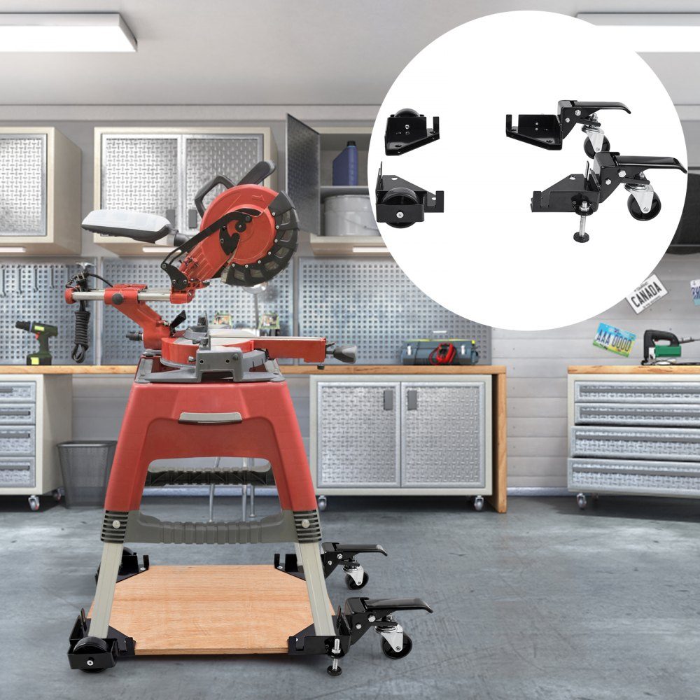 Mobile base, 400 lbs, adjustable from 9.5 x 9.5 mm to infinity. Robust, universal mobile stand with rotating wheels for woodworking equipment, band saws, power tools, machines