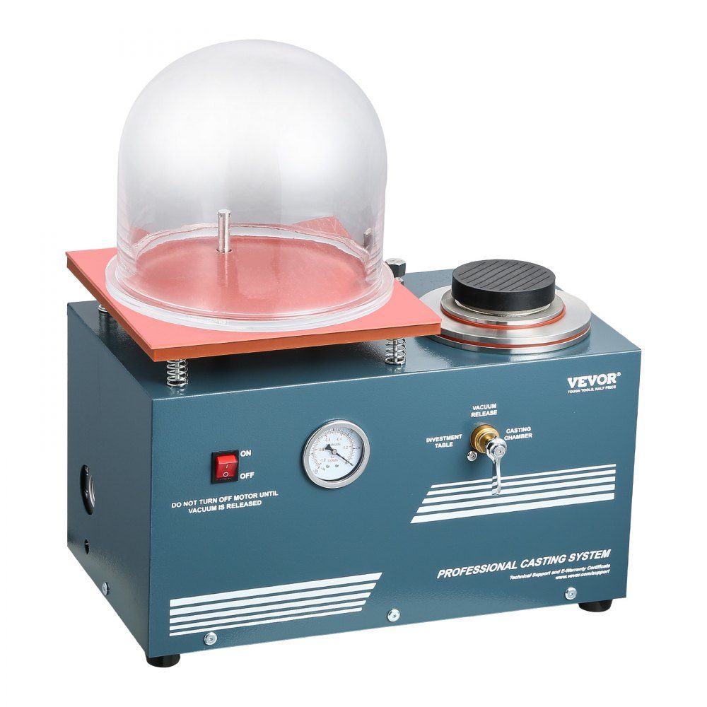 Vakuum-Feingussmaschine, 400 ml, mit 3 CFM-Pumpe, Glocke und Präzisionsmessgerät, Metallschmuck-Gießwerkzeug, Vakuum-Gießmaschine zum Gießen und Schmelzen von Schmuck (28 x 28 cm), 290 W Leistung