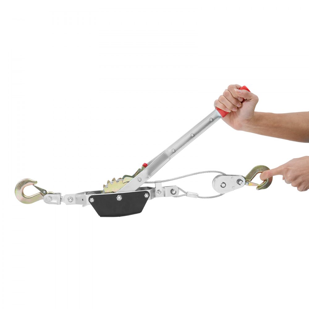 Handhebelwinde, 2 Tonnen (4.409 lbs) Zugkraft, 3,7 m Stahlkabel, 2 Haken, robuste Ratschen-Handwinde mit Doppelgetriebe, Flaschenzug-Seilzieher, ideal für die Fahrzeugrettung Handhebelwinde, 2 Tonnen (4.409 lbs) Zugkraft, 3,7 m Stahlkabel, 2 Haken, robuste Ratschen-Handwinde mit Doppelgetriebe, Flaschenzug-Seilzieher, ideal für die Fahrzeugrettung