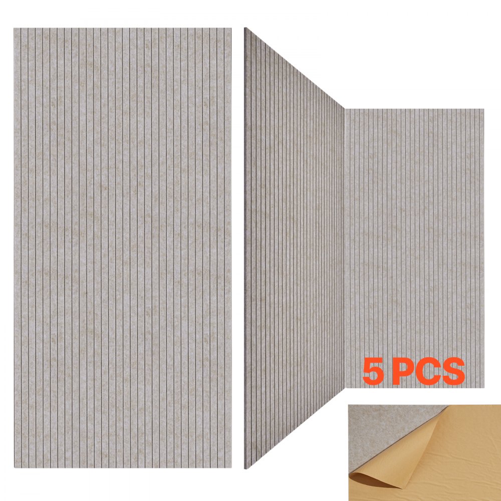 Pack de 5 panneaux acoustiques avec ruban adhésif, panneaux en mousse insonorisée 1200x600x10 m, panneaux muraux acoustiques en fibre de polyester, pour maison, studio, bureau, théâtre, chameau