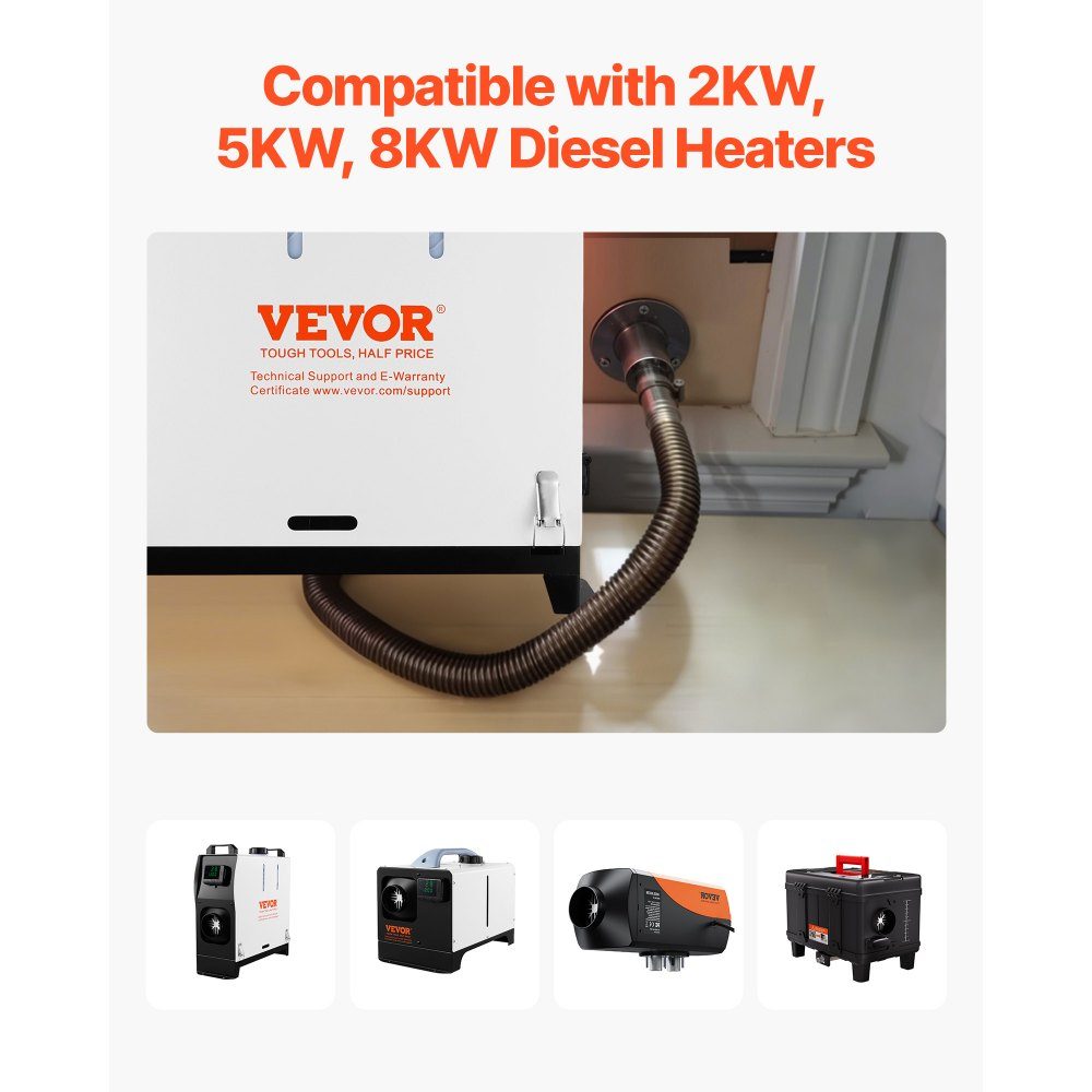 Réglage de la peau d'échappement à travers la coque (24 mm), kit d'échappement droit pour tuyaux d'échappement marins avec vis, écrous et joint pour chauffages diesel et chauffages d'appoint, acier inoxydable 316, couleur argent