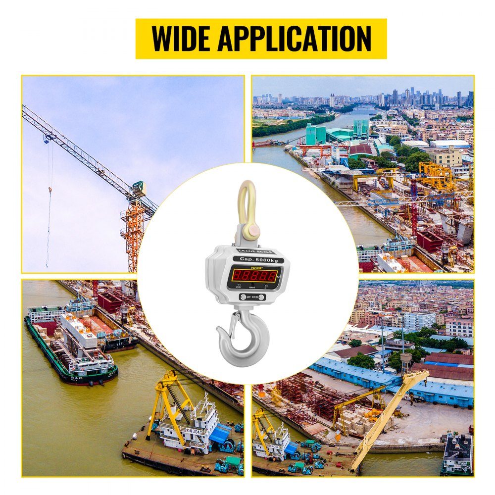 Digital Play Scale 5000kg High Accuracy Digital Hanging Scale Electronic Crane Scale Hanging Scale Digital Hook Mini Portable Hanging Scale with LCD Display for Travel Suitcase Fishing