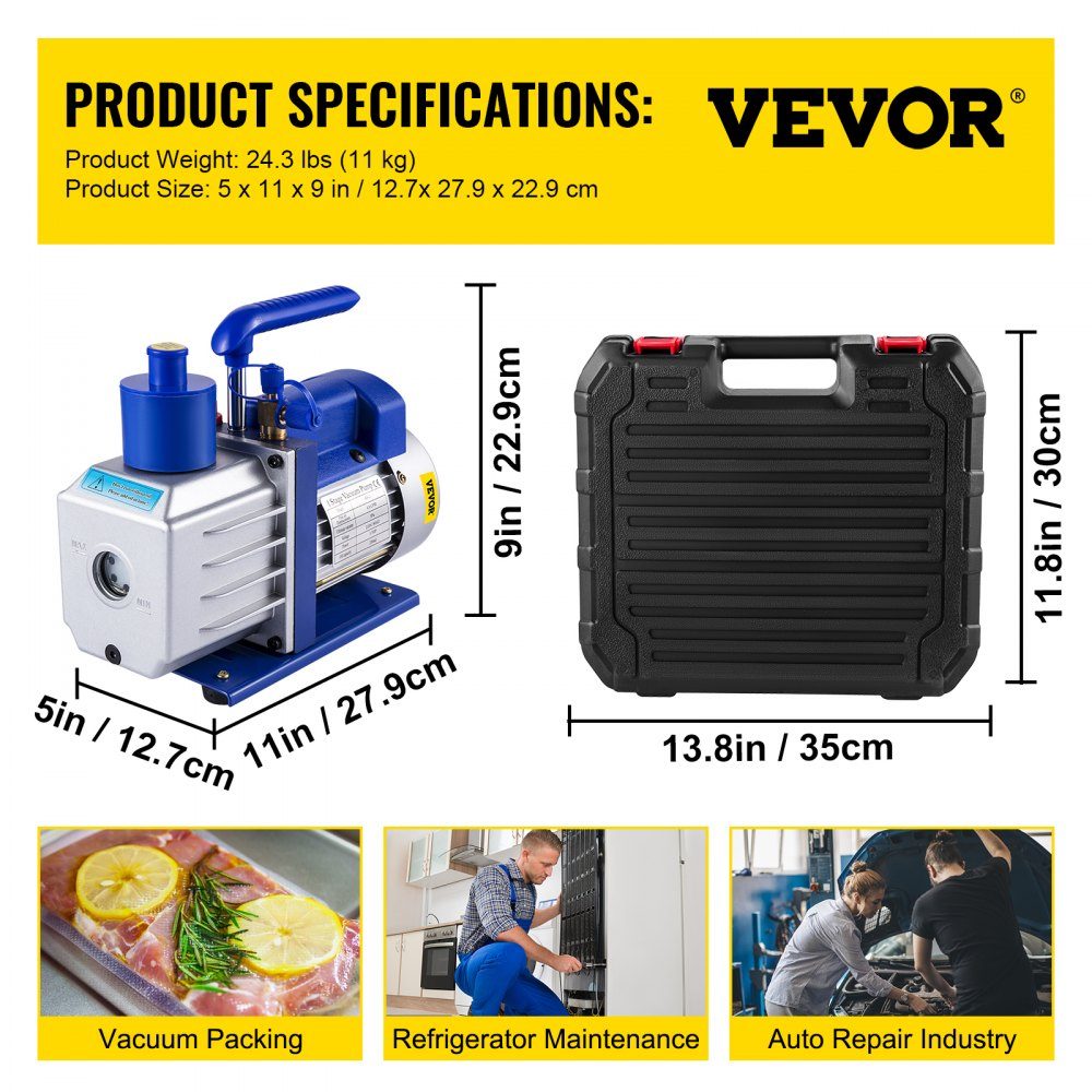283 l/min (4,8 CFM) Vakuumpumpe, 249 W (1/3 PS) Vakuumpumpe, Vakuumausrüstungspumpe, 5 Pa Vakuumpumpe, Vakuumpumpe, Kühlschrank-Vakuumpumpe, Vakuumpumpe, Vakuumpumpe, Vakuumpumpe