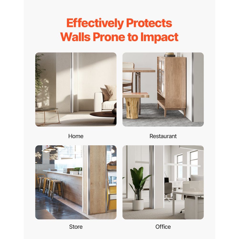 Lot de 10 protections de bord murales 25 x 25 x 1217 mm - Profilé d'angle en acier inoxydable - Protection murale avec ruban adhésif 3M - Angle de 90 degrés - Idéal pour la maison, le bureau et les espaces publics