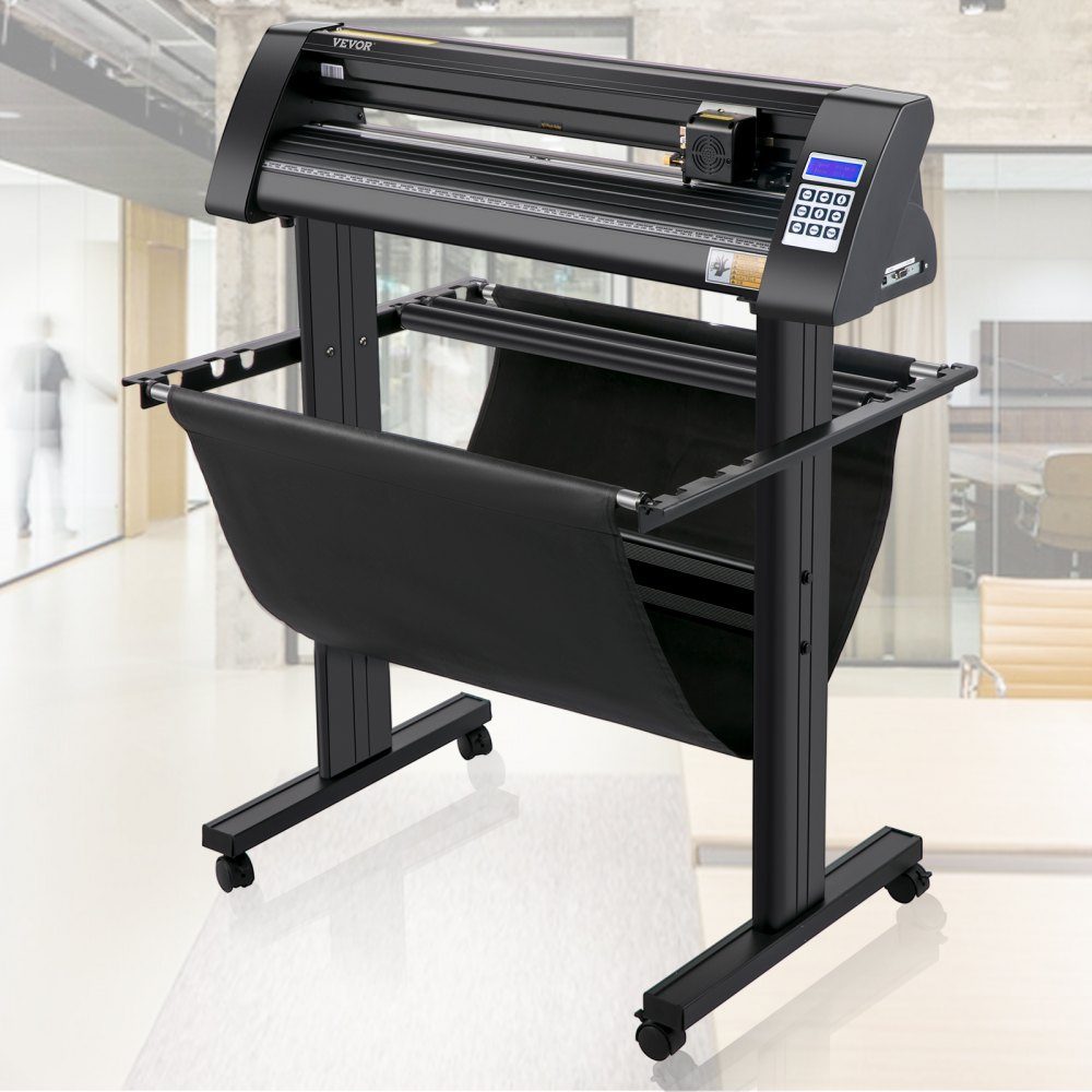 Vinyl Cutting Plotter 870mm Film Cutter Power 95W Voltage AC 85-264V Semi-Automatic Plotter Machine with Stand Signmaster Software Aluminum Alloy ARM DMPL/HPGL Windows