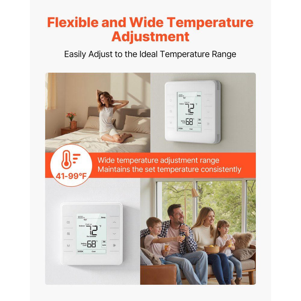 Thermostat programmable 7 jours, thermostat d'ambiance pour pompe à chaleur, climatisation, chauffage au sol, écran LED avec rétroéclairage, large plage de température de 5 à 37 °C, blanc