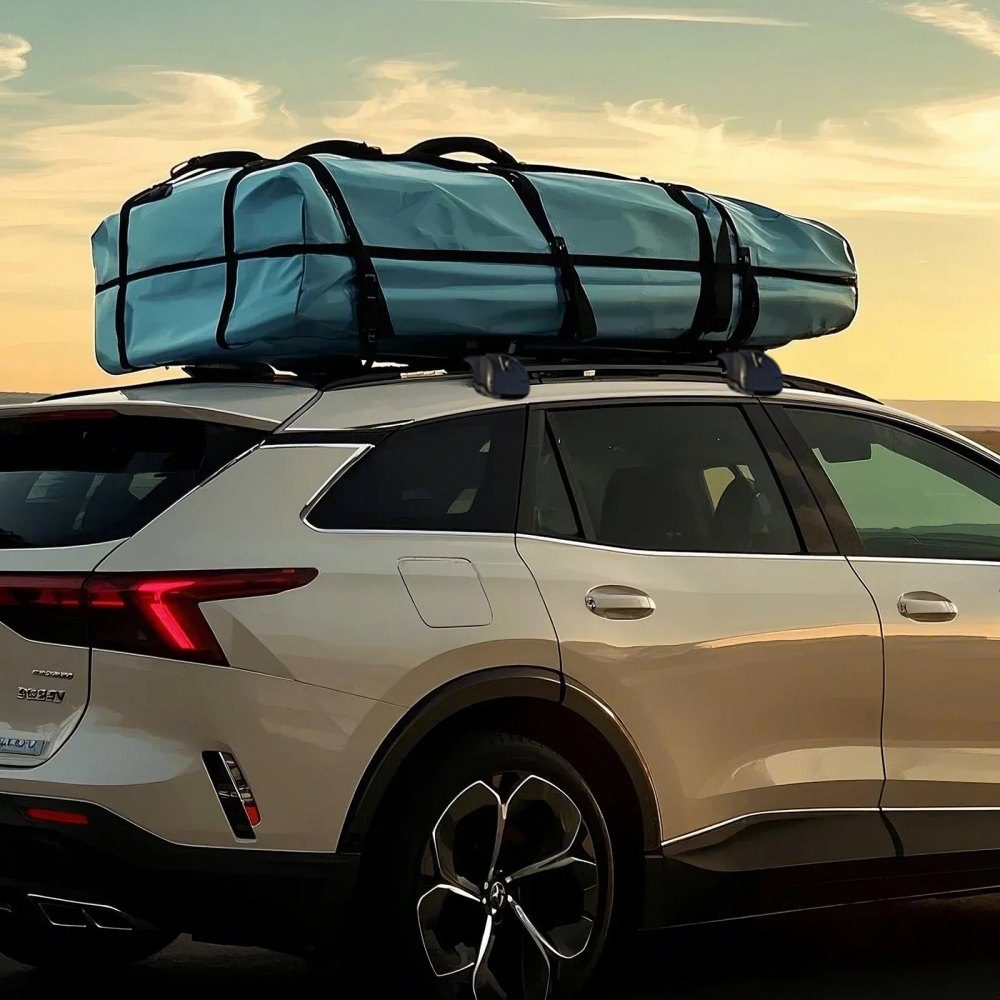 Soft roof rack pads (711 mm) car roof rack pads for various cross bars with 40 kg load capacity, kayak rack with 2 tension straps & Velcro fasteners for SUPs canoes
