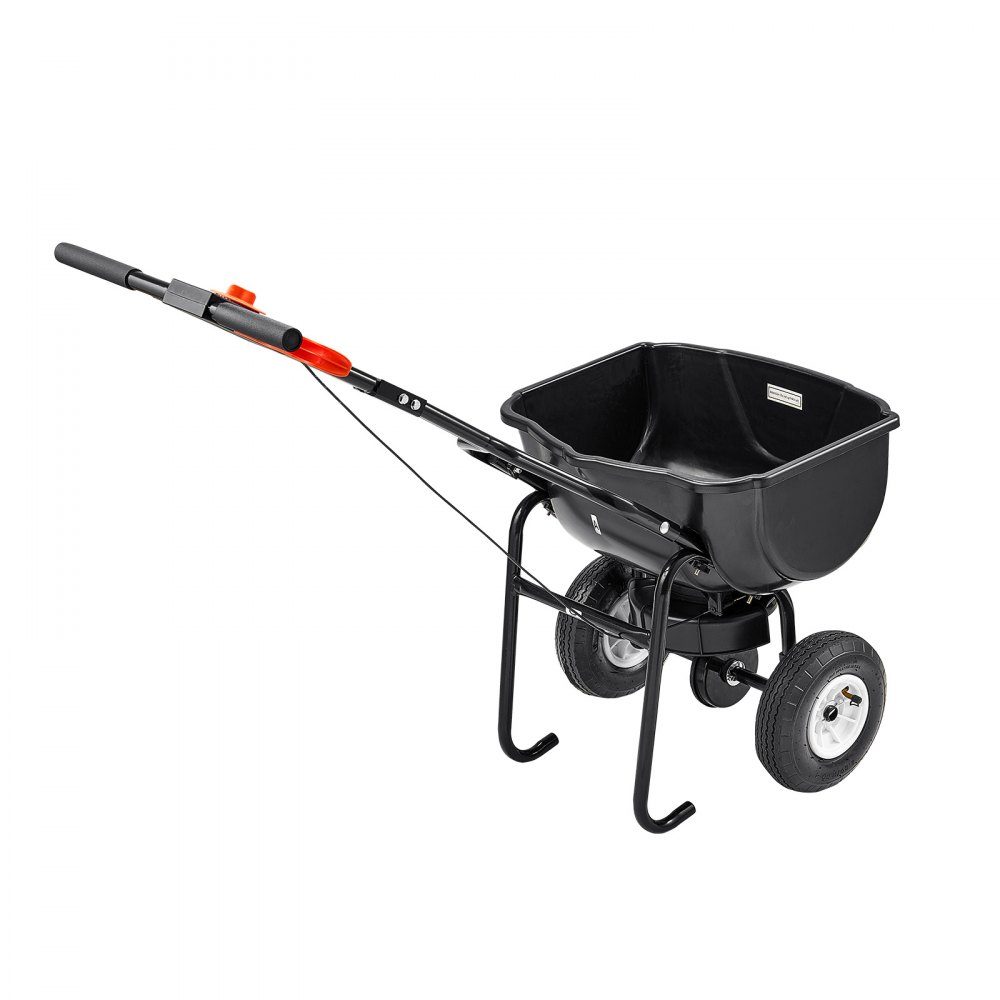 Rozsiewacz o udźwigu 27 kg, rozsiewacz nawozów, rozsiewacz nasion, szerokość rozsiewu 0-3 m, rozsiewacz odśrodkowy z ogumieniem pneumatycznym 20 cm, jako pomoc w siewie lub wózek nawozowy