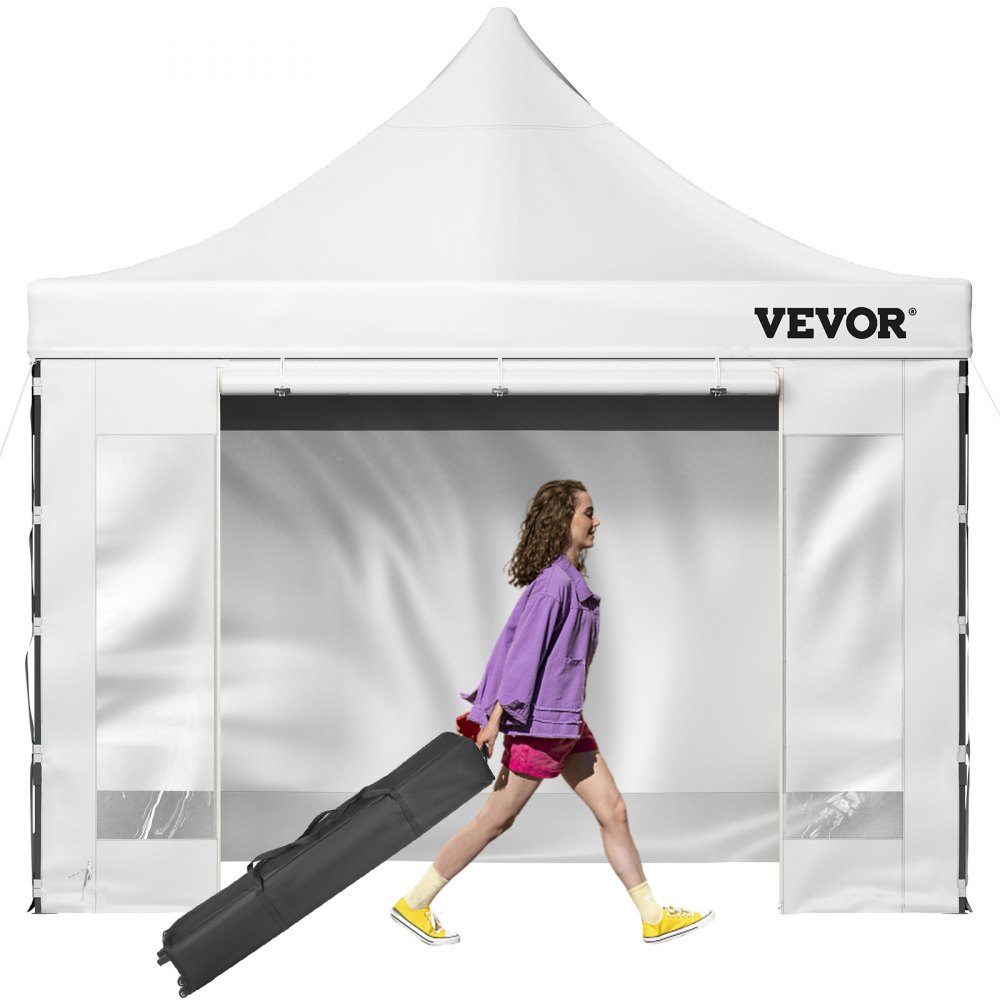 Składana altana 3x3 m Składana altana 240 g Powlekany PCV Poliester Pop Up 1,95-2,13 m Regulowany namiot imprezowy Namiot plażowy biały na wesela lub inne zajęcia komercyjne