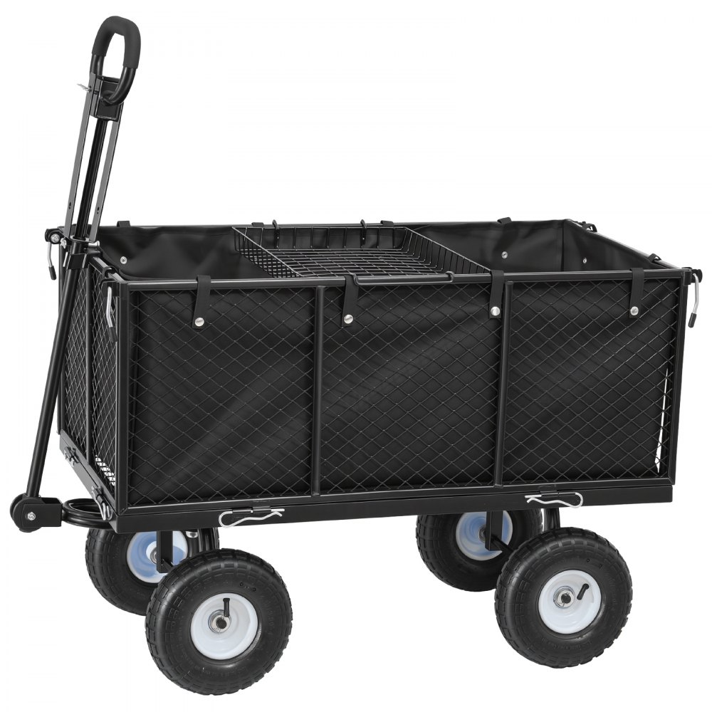 Handcart 544 kg, Handcart with Pneumatic Tires, Adjustable Handle, Removable Sides, Beach Cart, Camping Cart, Garden Cart for Attachment to ATV or Tractor, Black Handcart 544 kg, Handcart with Pneumatic Tires, Adjustable Handle, Removable Sides, Beach Cart, Camping Cart, Garden Cart for Attachment to ATV or Tractor, Black